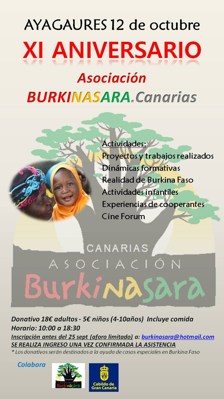 XI Aniversario de la Asociación Burkinasara.Canarias AYAGAURES 12 de OCTUBRE de 2019